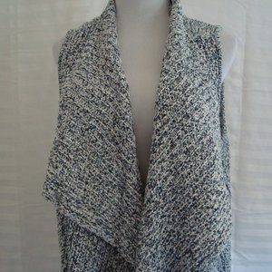 Jones New York Cardigan Shawl Sweater Vest Multicolored Gray Blue White Sz XL